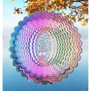 Wind Spinners Outdoor Metal Tree of Life Wind Spinner Mandala Decor, Hanging